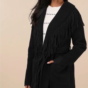 NVLT Black Fringed Cardigan
